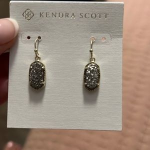 Kendra Scott Platinum Drusy Lee Gold Drop Earrings